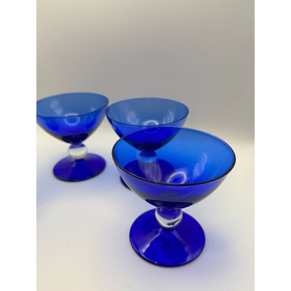 Bryce Cobalt Blue Footed champagne glass set of 4